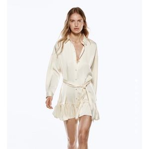 ZARA ruffled satin effect dress
